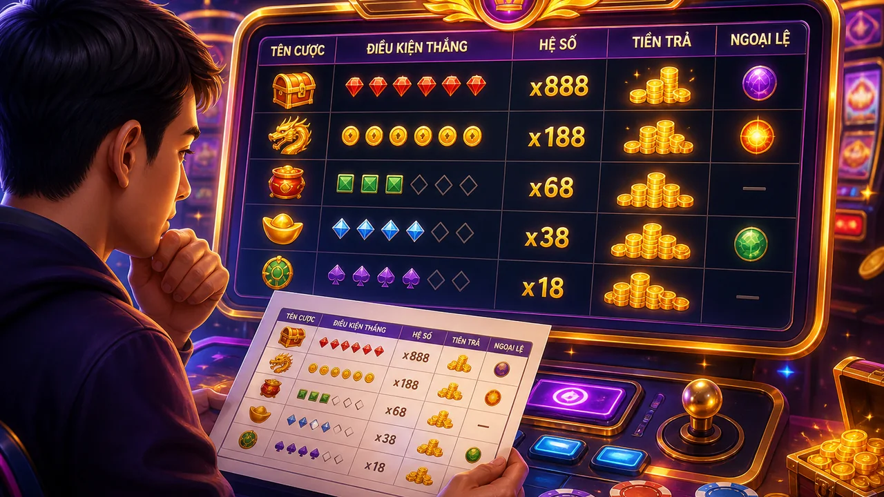 Đọc bảng trả thưởng rõ ràng: 68win cách đọc điều kiện cược thắng hòa