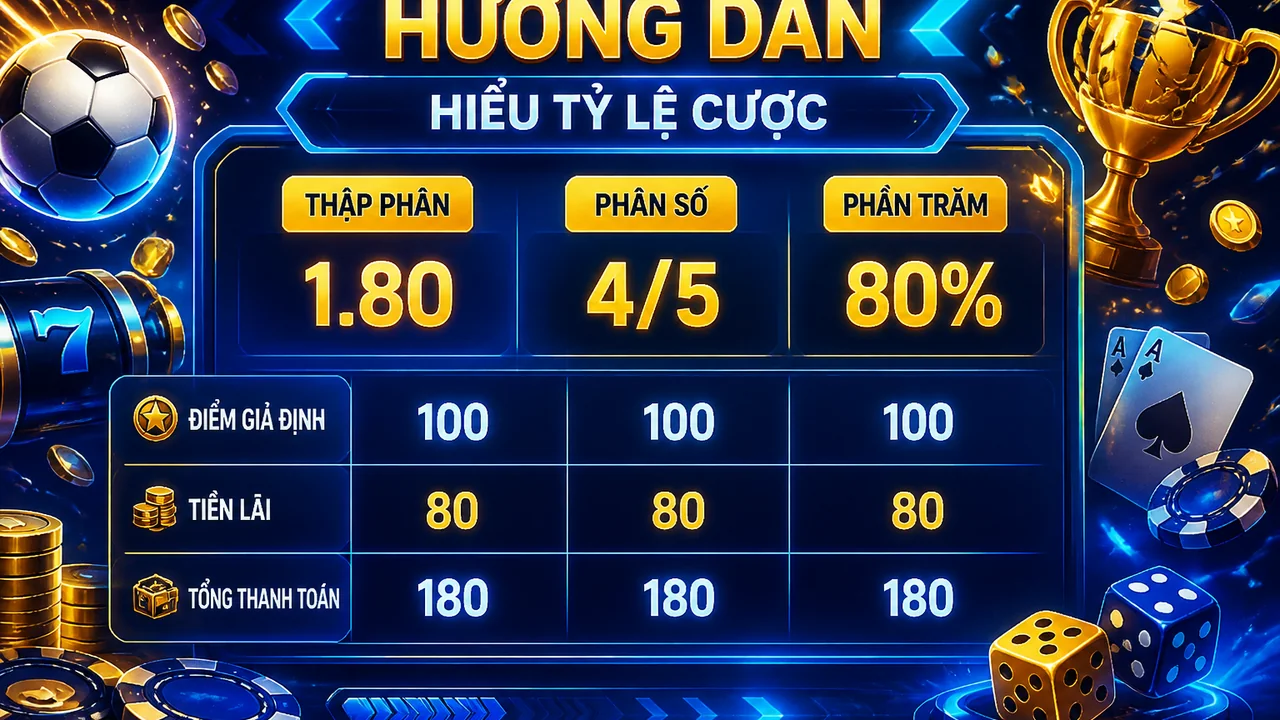 Đọc bảng tỷ lệ dễ hơn: 68win cách đọc tỷ lệ thập phân phần trăm tiền cược tiền lãi